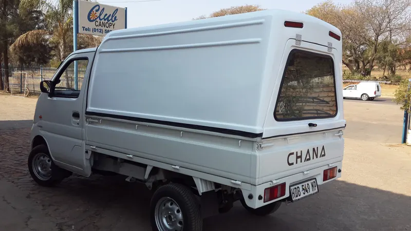 White Chana bakkie with a high-roof canopy.